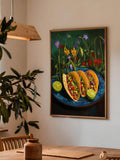 Canvas kitchen wall art options showing framed and unframed food floral poster