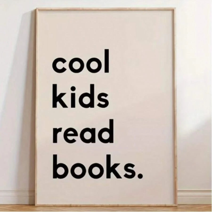 Close-up of Cool Read Books lettering on beige poster