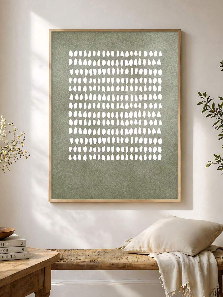 Emerald Green Abstract Mid-Century Modern Japandi Dot Canvas Poster 
