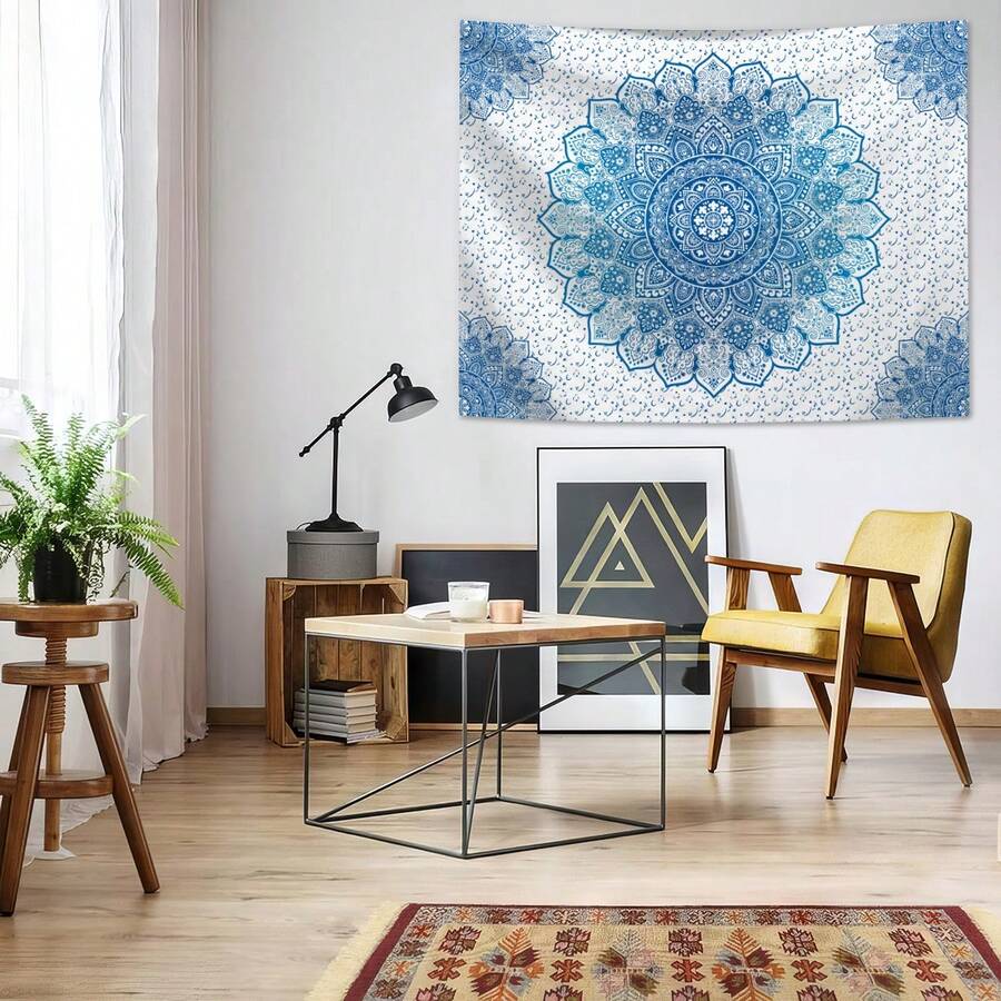 Watercolor mandala tapestry variant with multicolor bohemian pattern