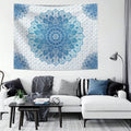 Pink black mandala tapestry variant with white line art details