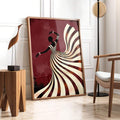 Abstract wall art lifestyle scene with elegant female figure cream black and brown palette