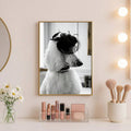 Glam dog portrait poster for vanity salon boutique bedroom or dressing room decor