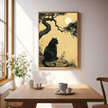 Japandi wall decor preview with warm beige parchment black and muted olive tones
