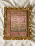 Vintage Persian flower poster in ornate gold frame