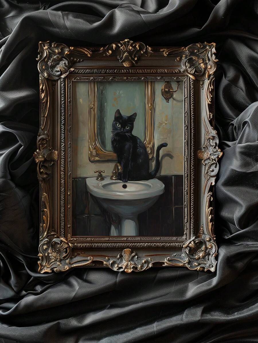 Oil painting style cat wall decor for cat lovers