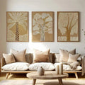 Boho Scandinavian tree artwork with rounded canopy and weeping tree