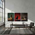 Raccoon vintage oil painting in a wood frame