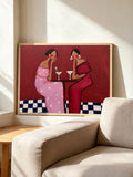 Quirky Women & Drinks Vintage Retro Canvas Poster 