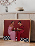 Quirky Women & Drinks Vintage Retro Canvas Poster 