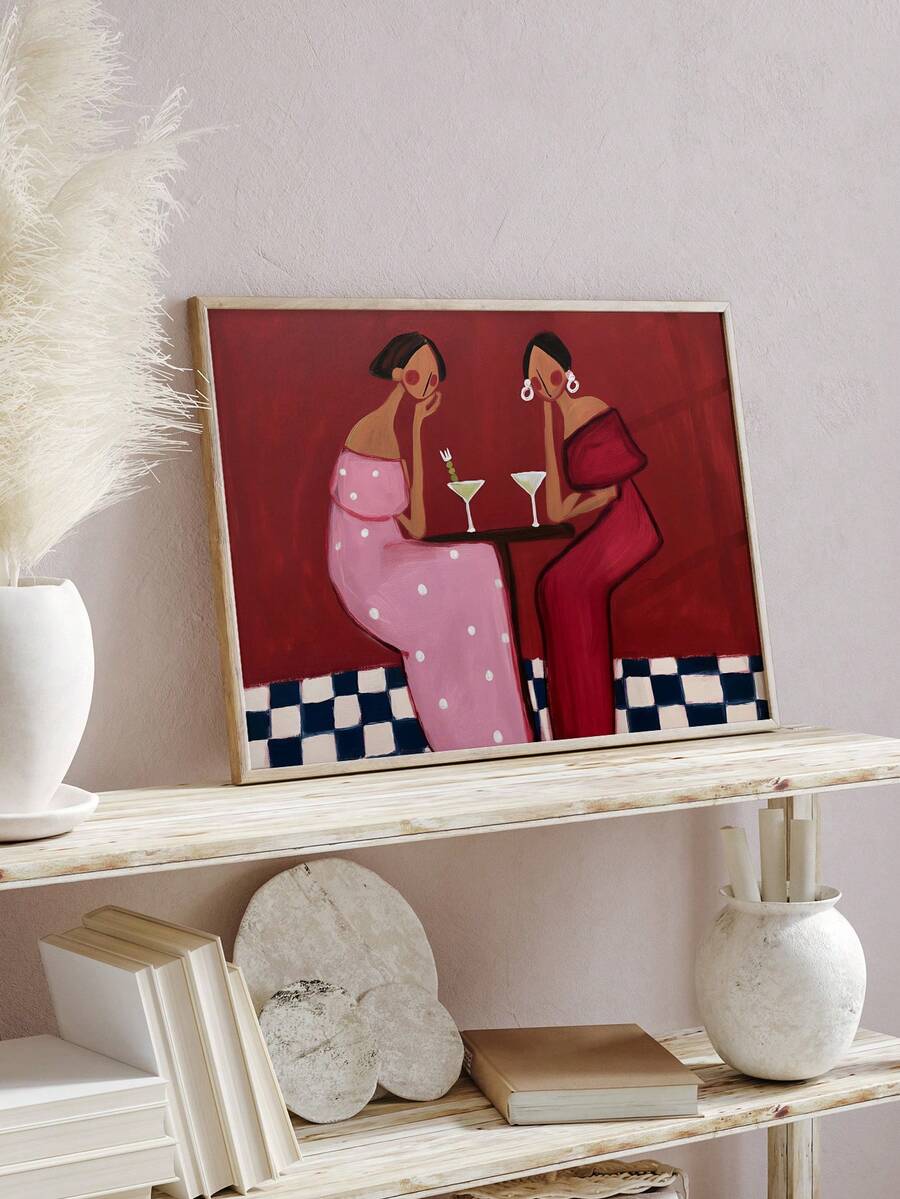 Quirky Women & Drinks Vintage Retro Canvas Poster 