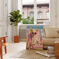 Funny chihuahua beach canvas with ocean waves and pink chair