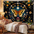 Colorful meditation tapestry with tree lotus Buddha and yoga figures