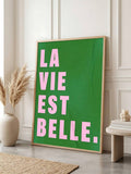 Retro typography canvas poster with tulips and teal leaves