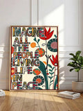Inspirational canvas wall art with imagine all people living life in peace quote