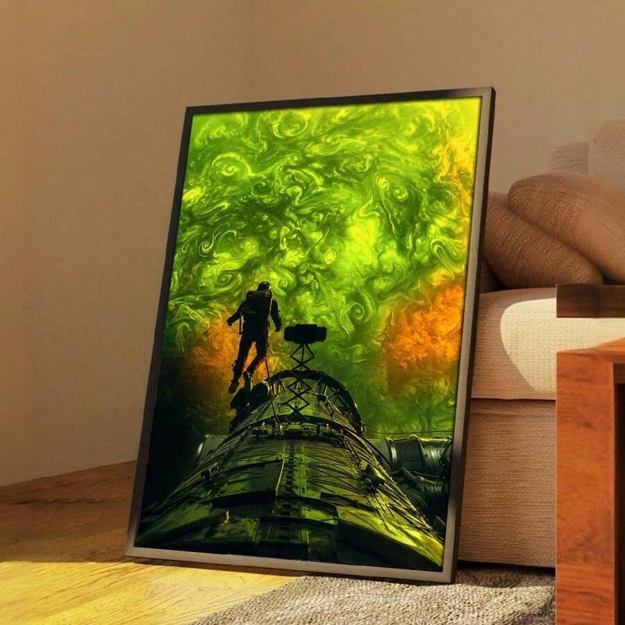 Project Hail Mary poster with astronaut spacecraft and glowing green nebula scene