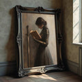 Gothic framed reading woman art near window