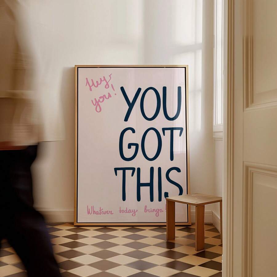 Inspirational canvas wall art with artistic font and modern cheerful message