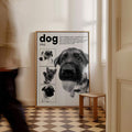 Modern monochrome pet lover wall print on pink wall