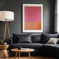 Large abstract wall art with white mat and warm tones