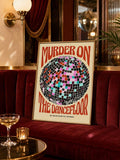 Dance wall art lounge mockup with murder on the dancefloor quote and colorful disco ball