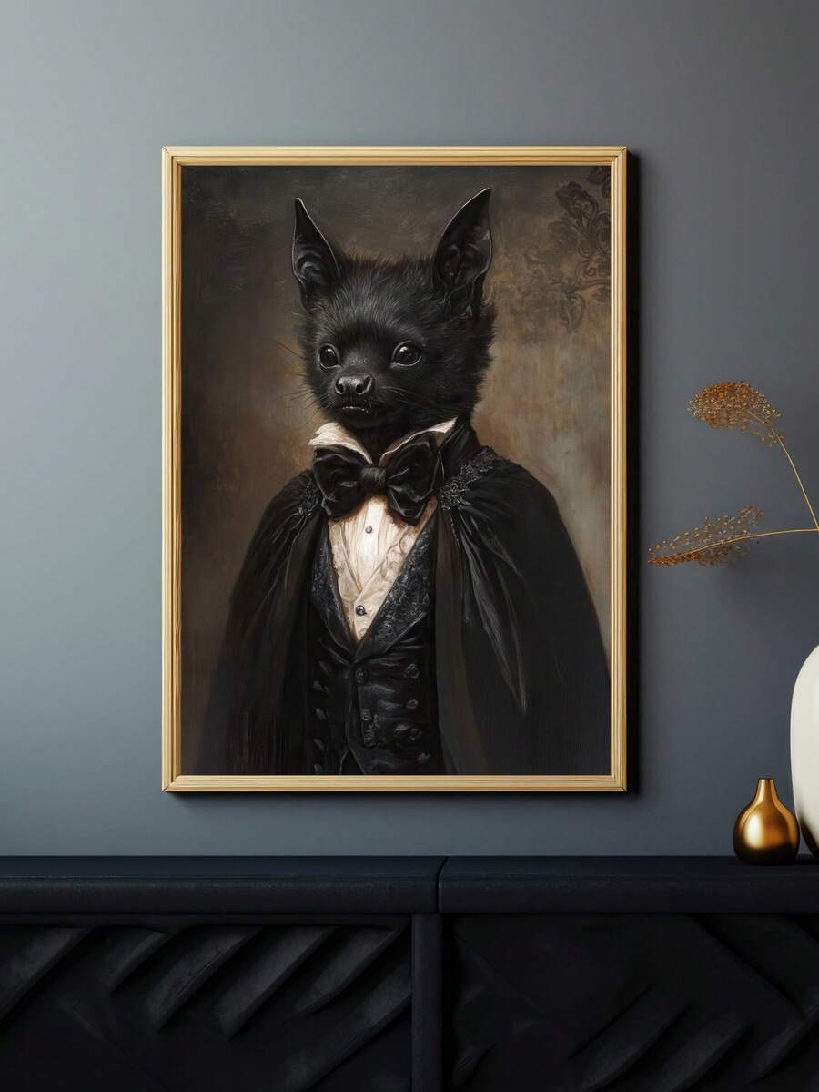 Vintage gothic bat gentleman dark academia portrait poster