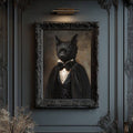 Framed bat gentleman print in library office decor