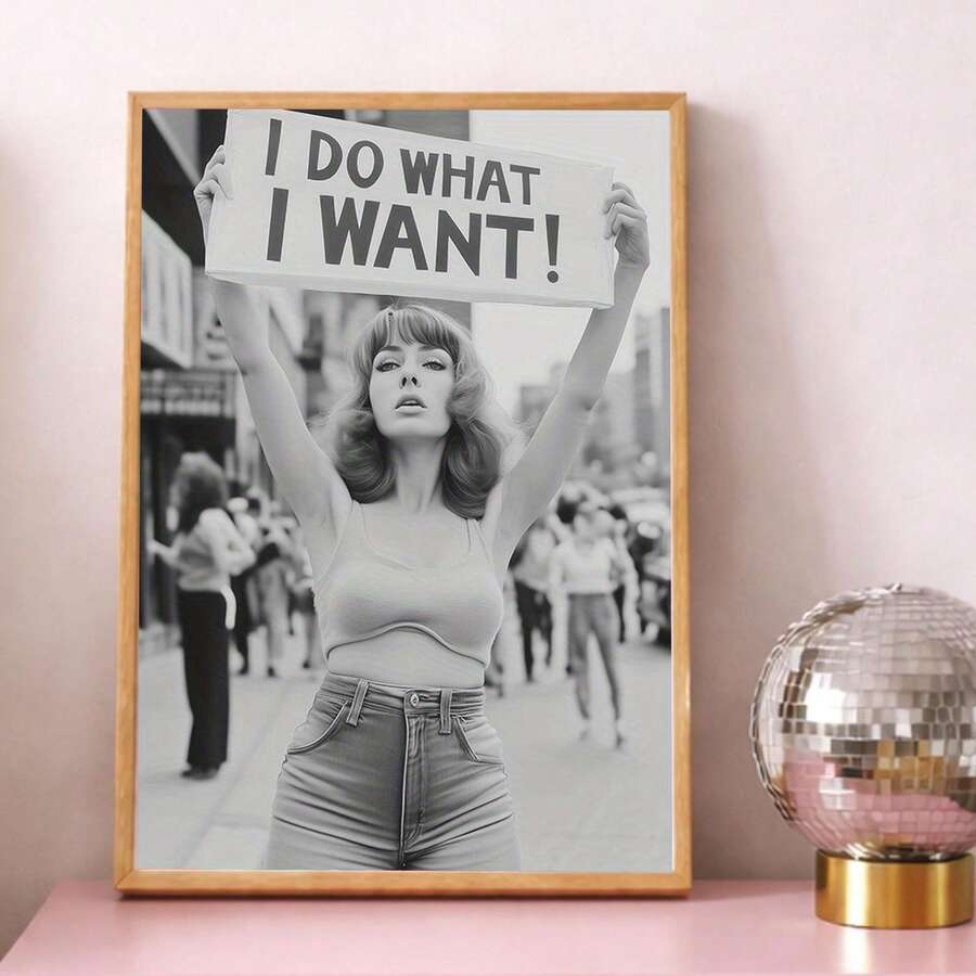 I Do What I Want To Do Retro Protest Black And White Girl Power Canvas Poster