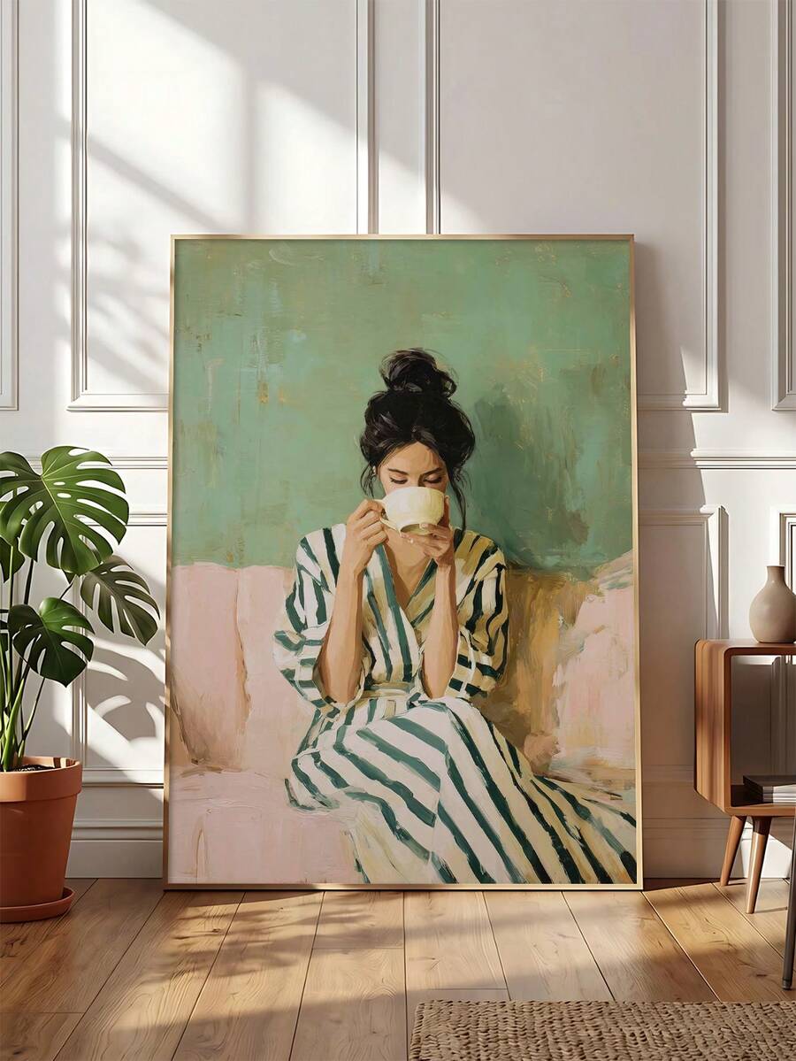 Coffee and reading wall art for a calm modern room