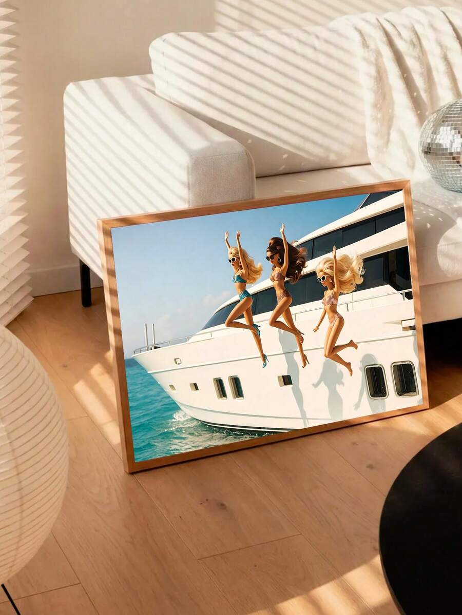 Beach yacht fashion canvas poster for playful retro glam decor
