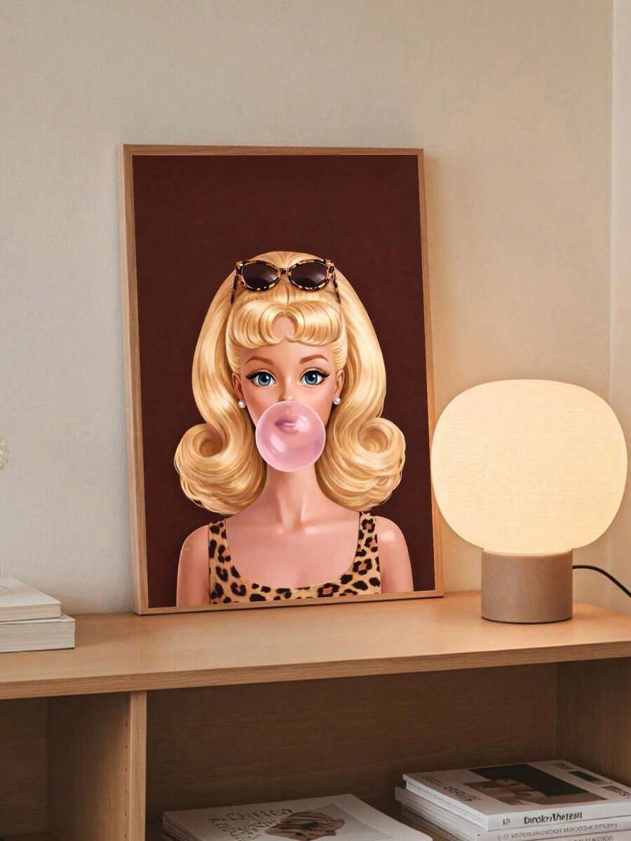 Leopard print fashion girl canvas art for bold bedroom decor
