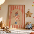 Playful bear circus wall art displayed in a child bedroom