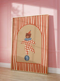 Circus bear canvas side view in a pink paneled room