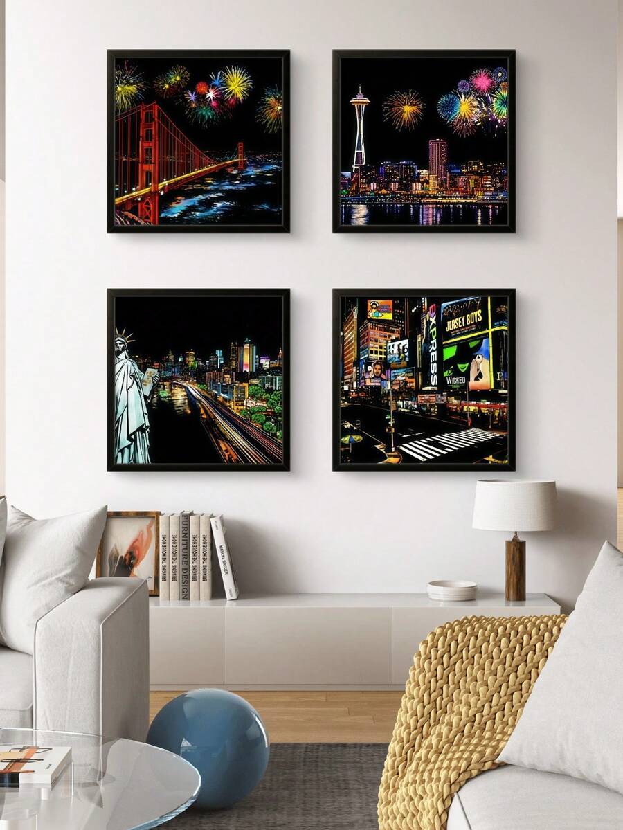 Golden Gate Seattle New York and Times Square wall art