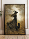 Witchcore canvas art mockup with dark wood frame and smoky sky