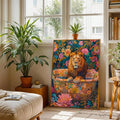 Colorful animal canvas preview with teal pink orange and green tones