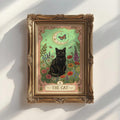 Tarot card wall art preview with soft pastel color and gothic cat charm