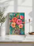 Bright rose bouquet canvas print for eclectic home decor