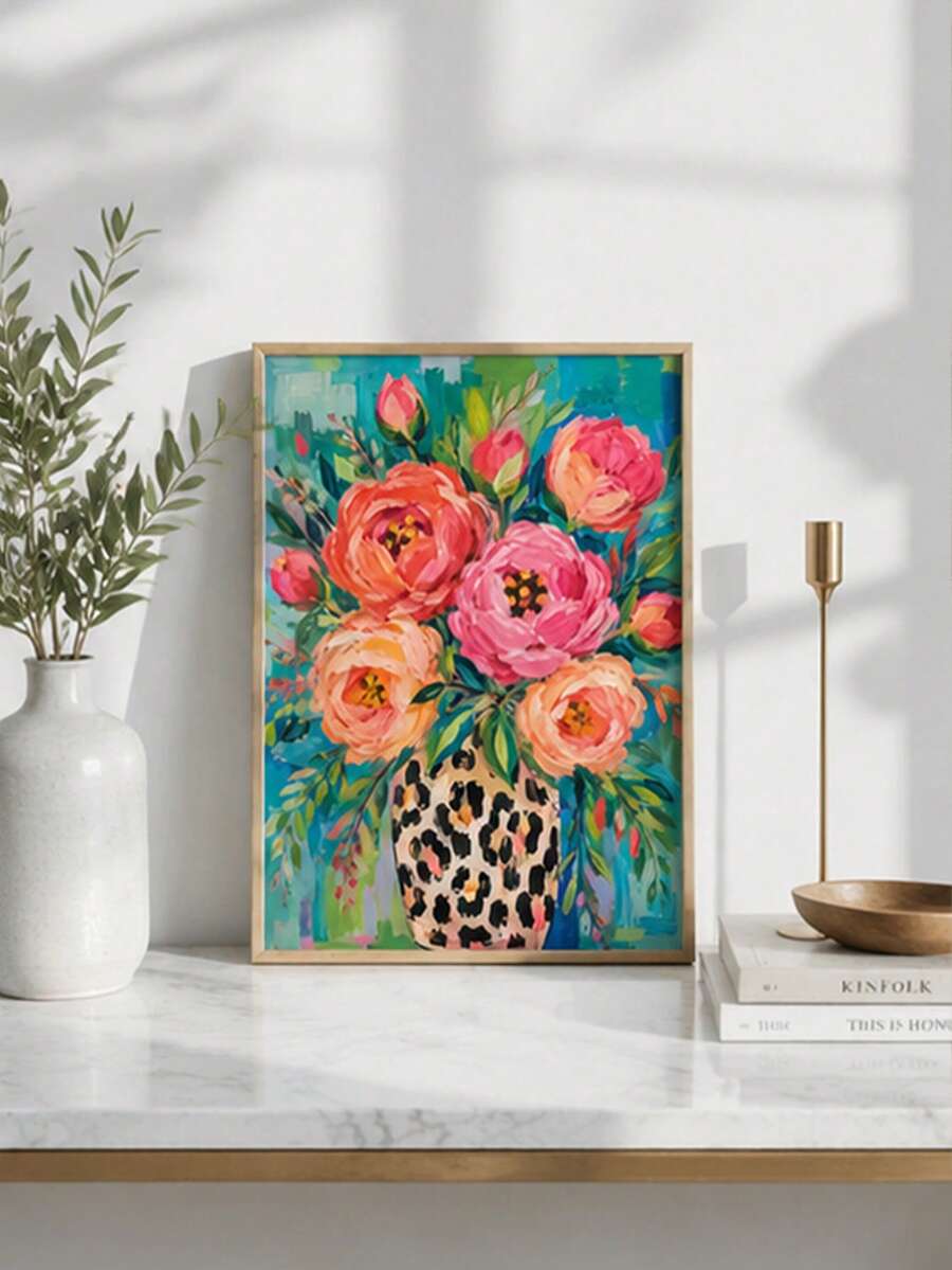 Bright rose bouquet canvas print for eclectic home decor