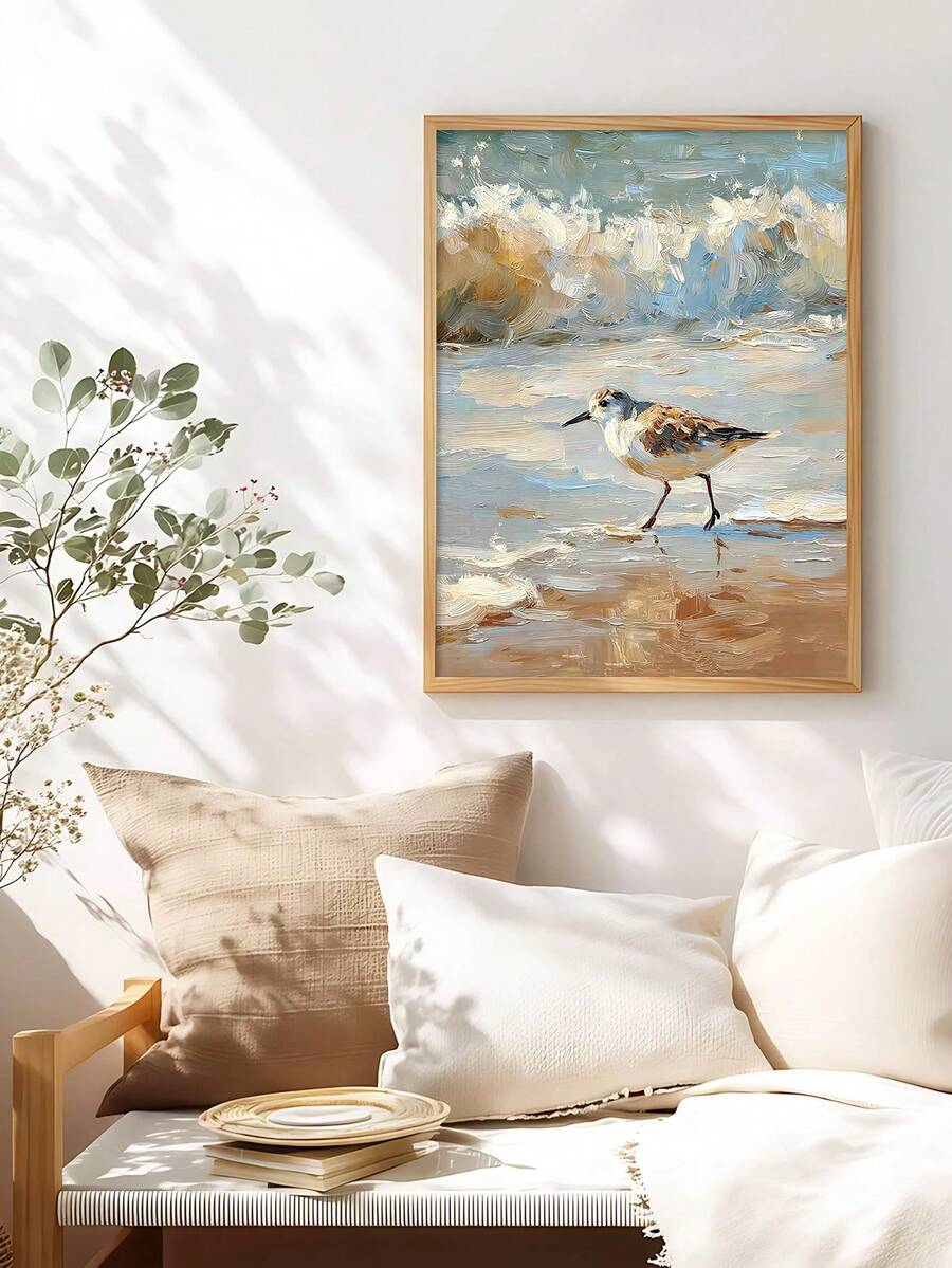 Funny seagull bathroom poster with bird reading pooping on people book