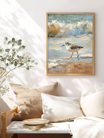 Funny seagull bathroom poster with bird reading pooping on people book