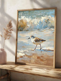 Pooping on people print with watercolor seagull and beach humor style