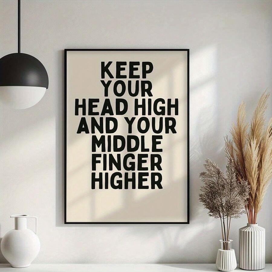 Black frame mockup of bold typography poster above a minimalist white console