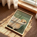 Pet lover wall art showing golden retriever bath scene with bubbles