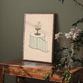 Cottagecore toilet paper flower poster in wood frame