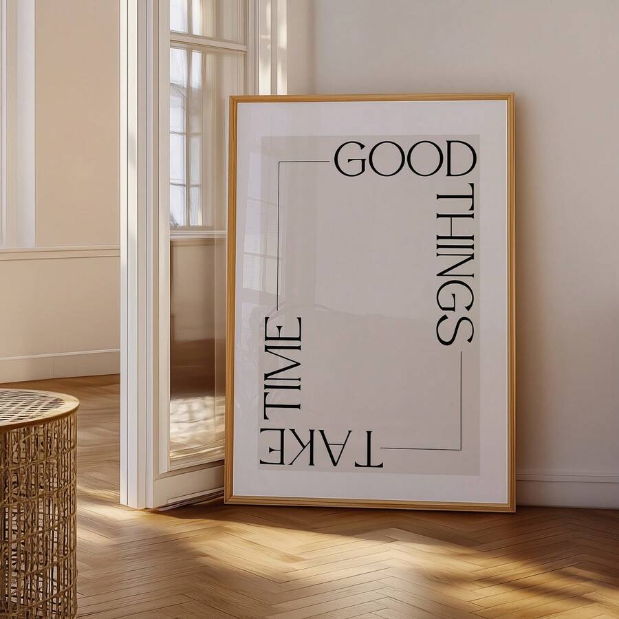 Modern cream and beige quote poster with square line border