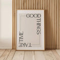 Neutral motivational wall art in light wood frame