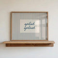 Minimalist Splish Splash quote print with playful bath time typography