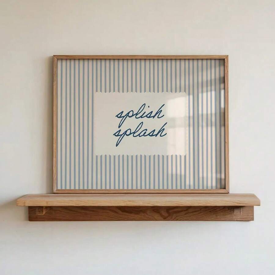 Minimalist Splish Splash quote print with playful bath time typography