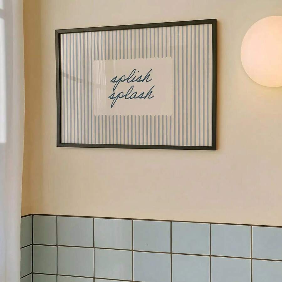 Framed or unframed blue bathroom quote canvas for family bath and nursery decor